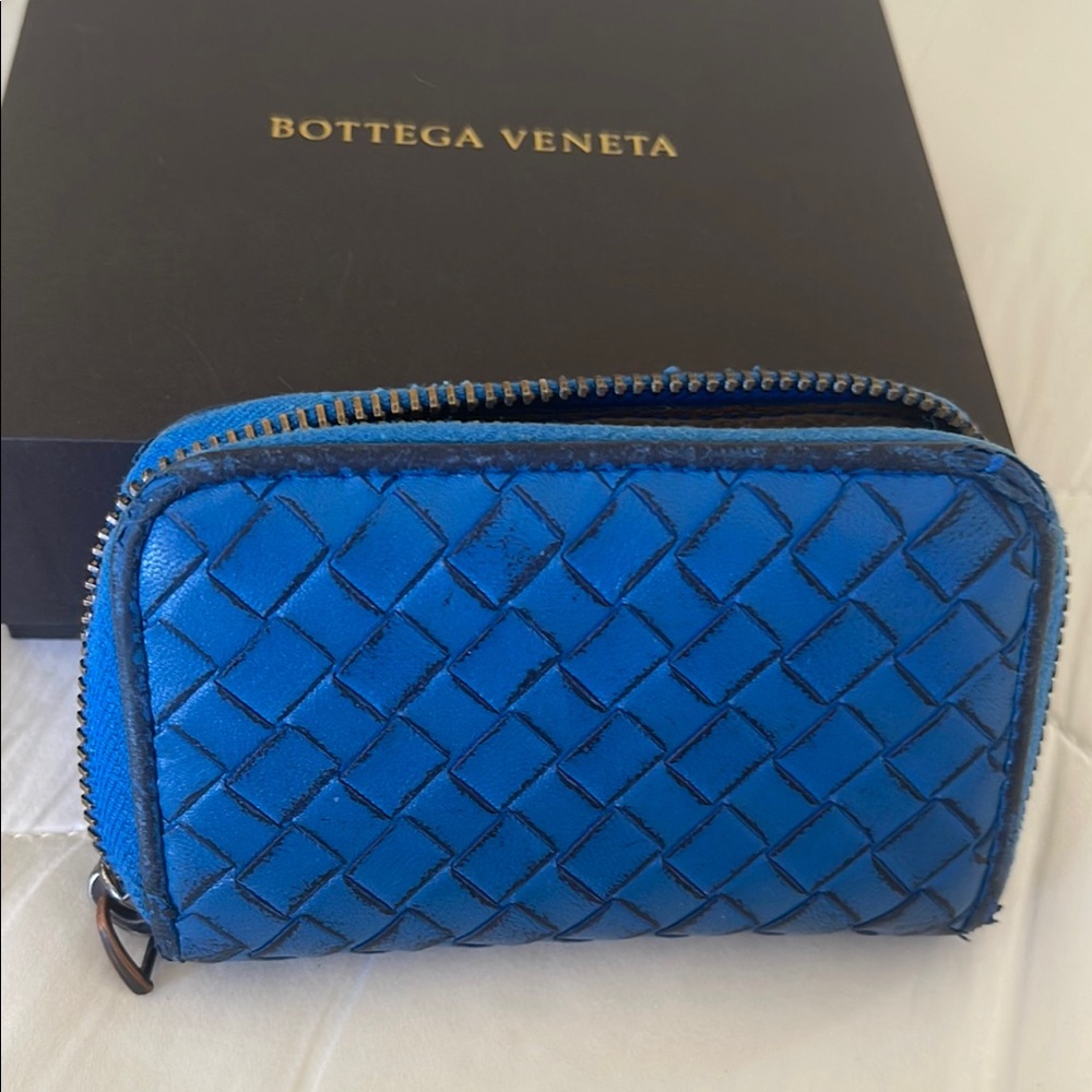 Bottega Veneta Vibrant Blue Intrecciato Wallet